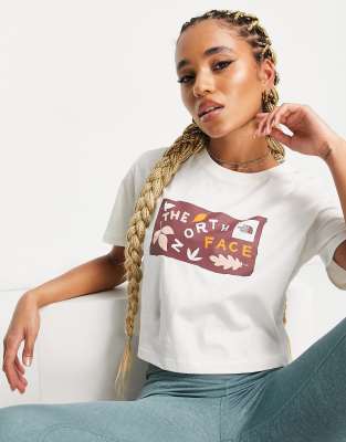 The North Face Leaf Drawing cropped chest print t-shirt in off white  Exclusive at ASOS | ASOS