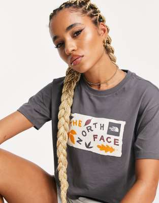 The North Face - Leaf Drawing - T-Shirt in Grau mit kurzem Schnitt und Print auf der Brust, exklusiv bei ASOS