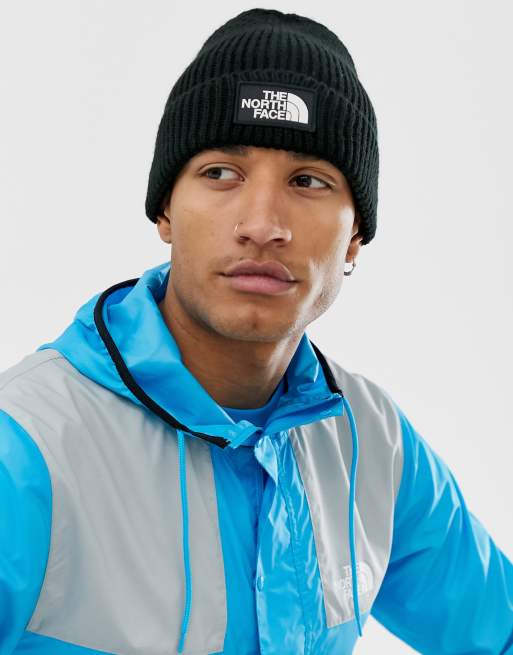 valor Influencia mantener The North Face logo box cuff beanie in black | ASOS