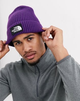 purple north face hat 
