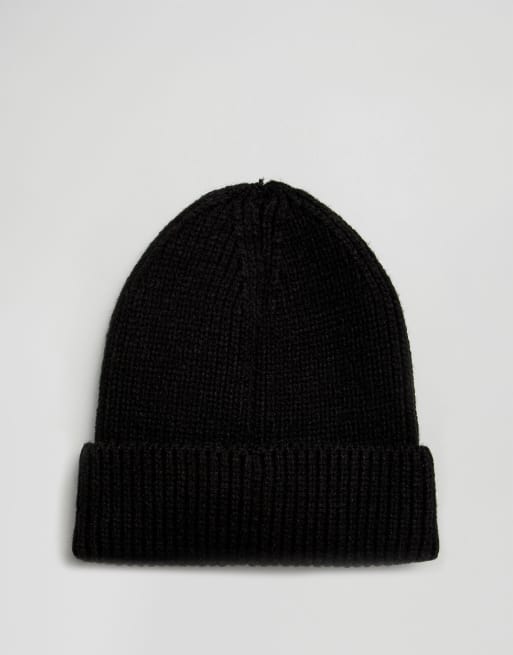 The North Face Logo Box Cuffed Beanie Hat in Black, 4 of 4