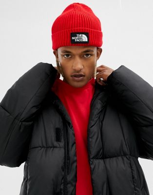 north face red beanie