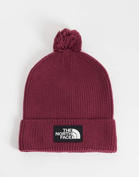 The North Face Logo Box pomponbeanie in bordeauxrood - view 1