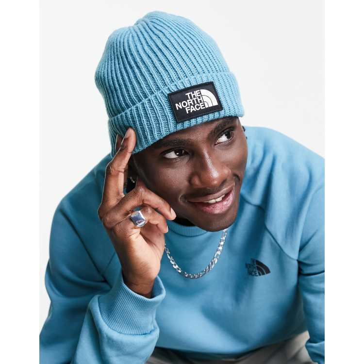 The North Face Logo Cuffed beanie in blue