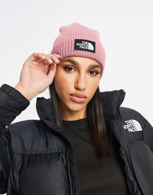 Pink north face on sale beanie