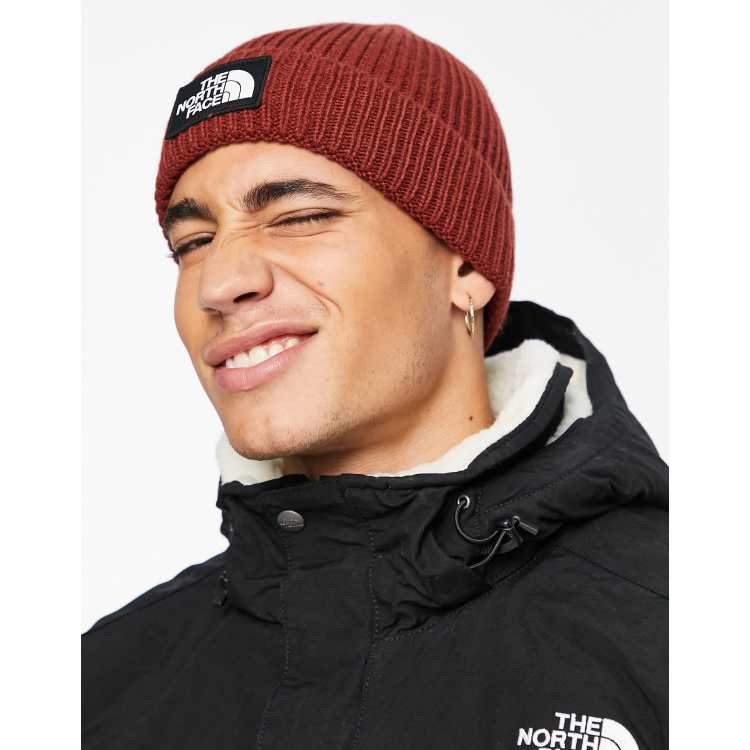 The North Face Logo Cuffed beanie in red