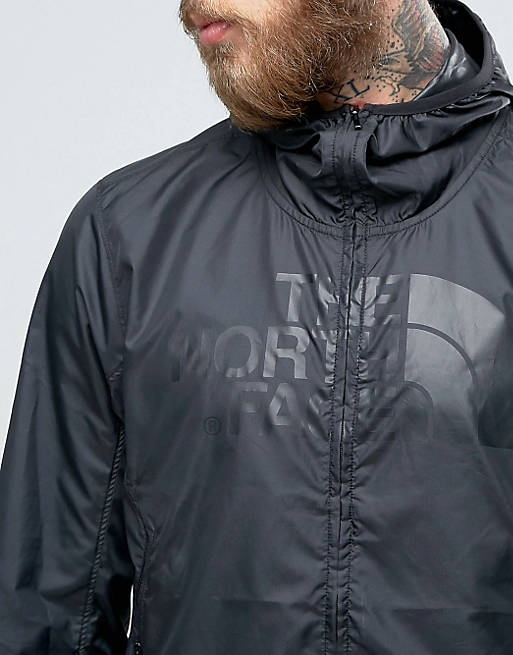 professioneel Pijlpunt Levering The North Face Logo Hooded Jacket Drew Peak Windwall in Black | ASOS