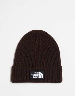 The North Face The North Face Logo patch cuffed beanie in brown