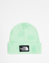 ASOS Design Cable Knit Beanie with Faux Fur Pom in sage-Green