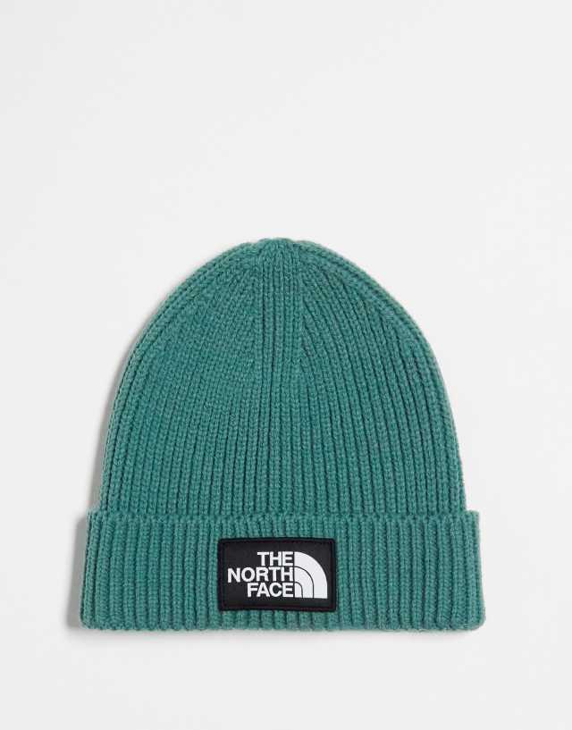 The North Face - logo patch cuffed beanie in sage green