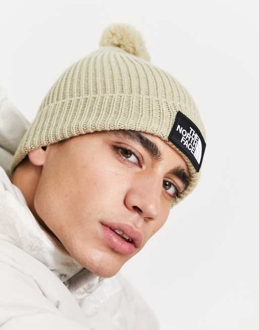 north face cream beanie