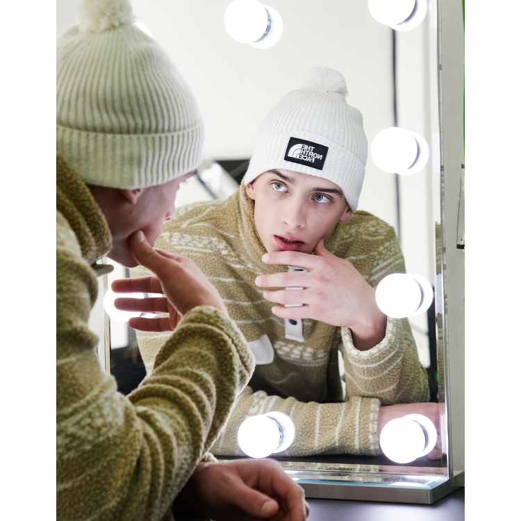 North face cream beanie sale