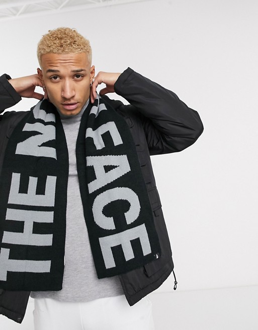 The North Face logo scarf in grey/black