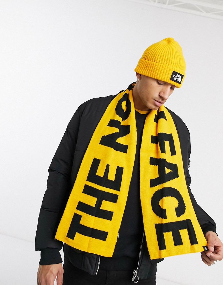 The North Face logo scarf in yellow/black