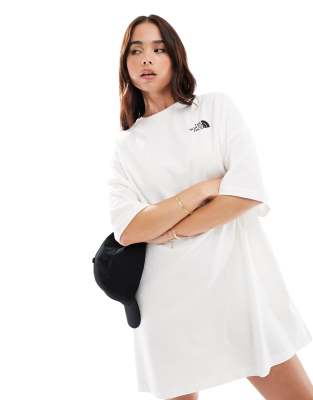 The North Face Logo T-Shirt Dress In Cream-White