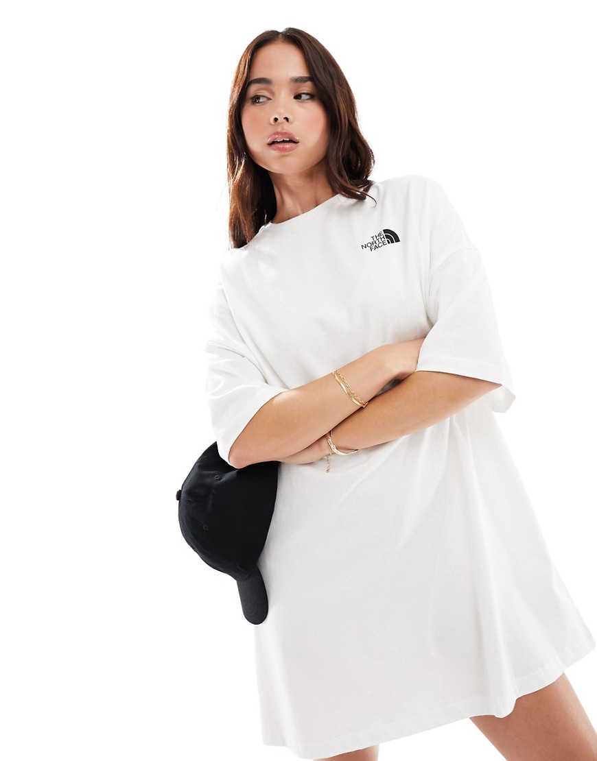 The North Face logo t-shirt dress in cream-White