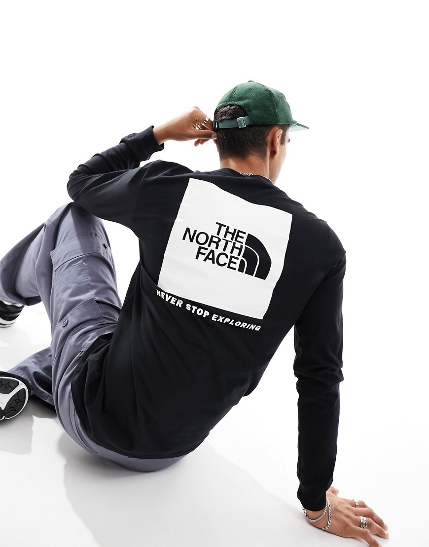 The North Face long sleeve NSE box print t-shirt in black