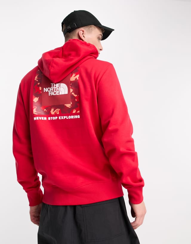 The North Face 'Lunar New Year' back print camo logo hoodie in red