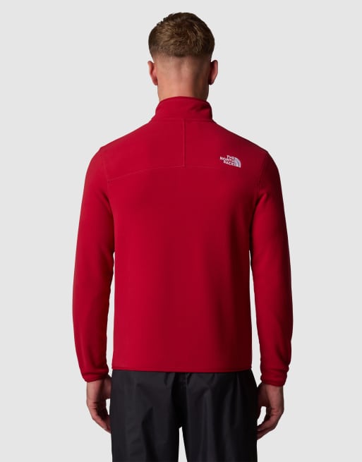 The North Face M 100 glacier 1/4 zip fleece in red | ASOS