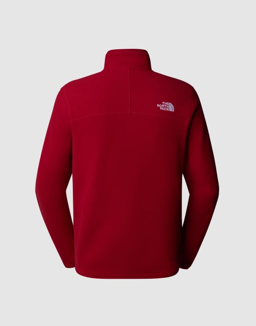 The North Face M 100 glacier 1/4 zip fleece in red | ASOS