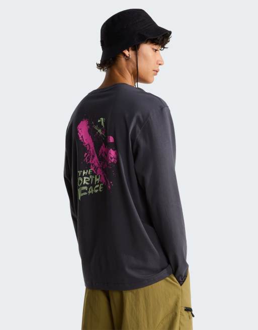 The North Face M Descent t-shirt oversize à manches longues en gris anthracite/vif, 2 de 4