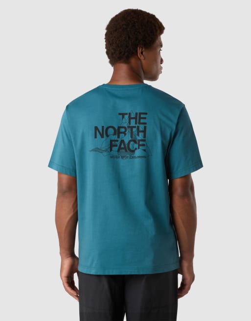 The North Face - M - T-shirt comoda a maniche corte color spazio e nero Tnf con montagna delineata, 2 di 4