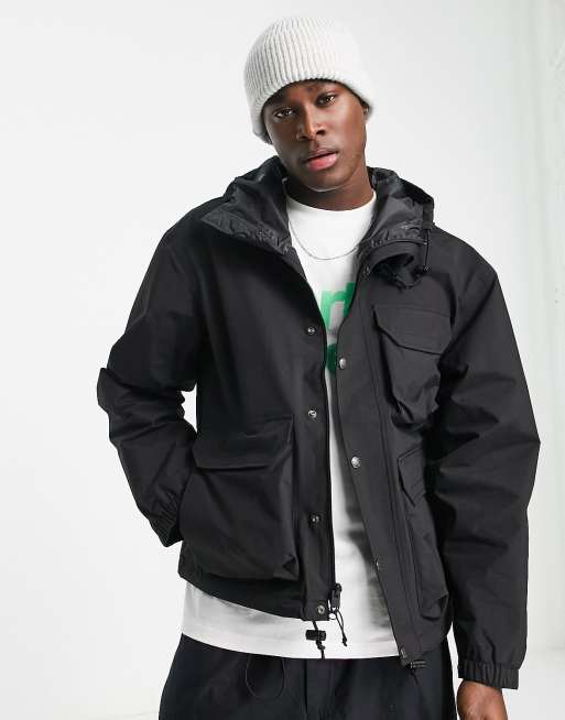 Black hooded hotsell rain jacket