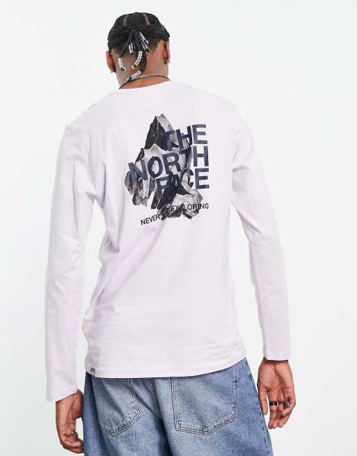 The North Face - Maglietta a maniche lunghe lilla con stampa di montagna sul retro - In esclusiva per ASOS