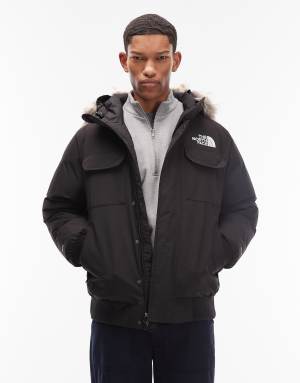 The North Face McMurdo faux fur hooded down bomber in black