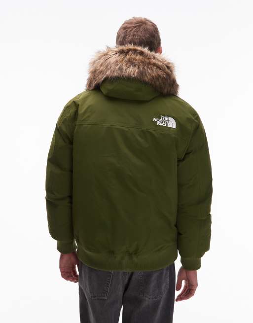 The North Face McMurdo faux fur hooded down bomber in green, 3 of 5
