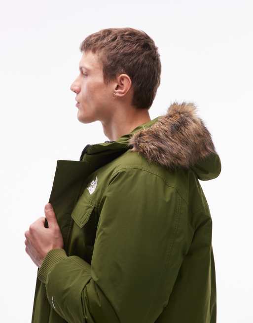 The North Face McMurdo faux fur hooded down bomber in green, 4 of 5