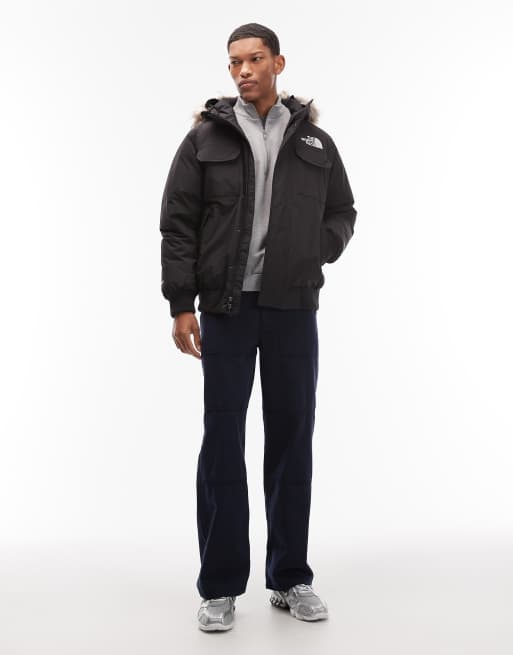 The North Face McMurdo faux fur hooded down bomber jacket in black