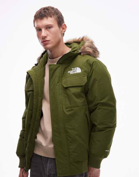 The North Face McMurdo faux fur hooded down bomber jacket in green - view 1