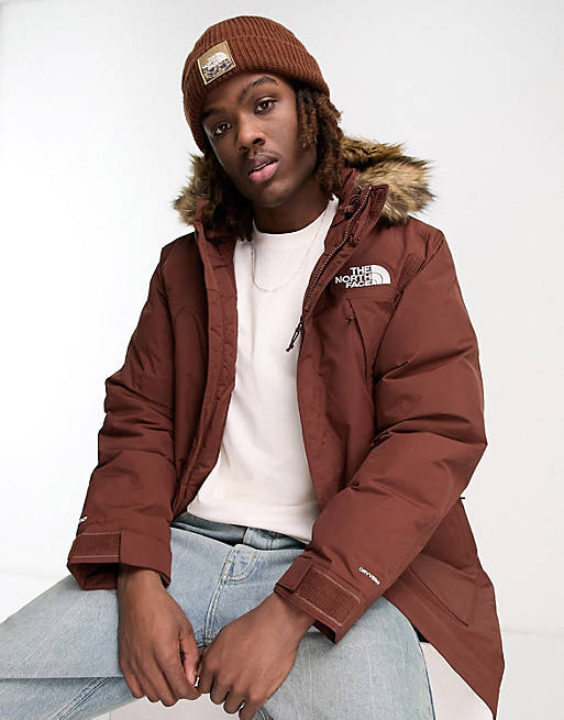 The North Face McMurdo parka with fur trim hood in brown | ASOS