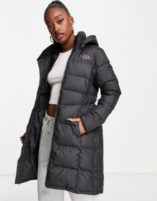 The North Face Metropolis down puffer parka coat in black