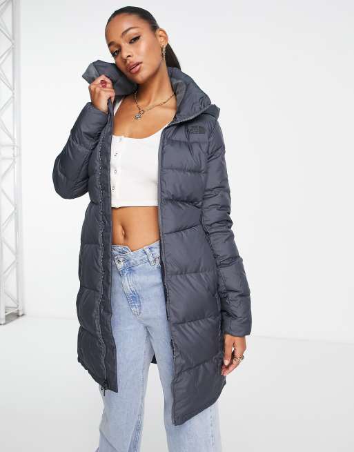 The North Face Metropolis hooded down parka coat in gray ASOS