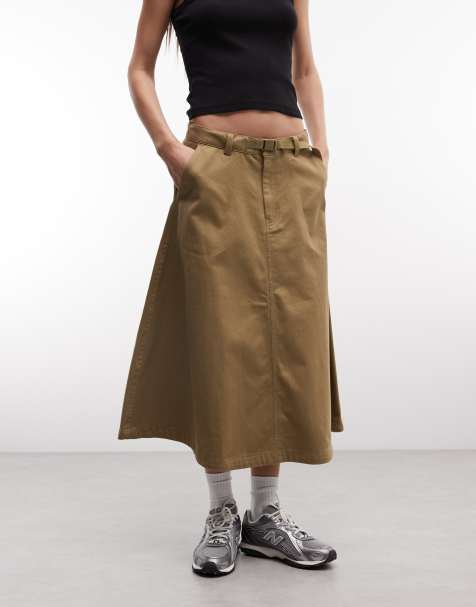 The North Face - Midi rok van keperstof in beige - view 1