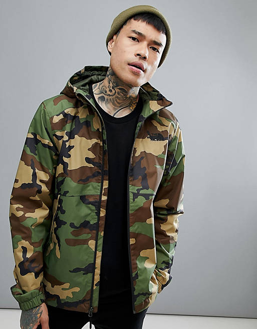 The North Face Millerton Jacket Hooded Waterproof In Green Camo Print ...