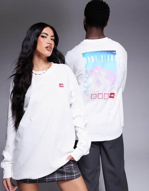 The North Face Mont Blanc unisex back print long sleeve t-shirt in white - view 1
