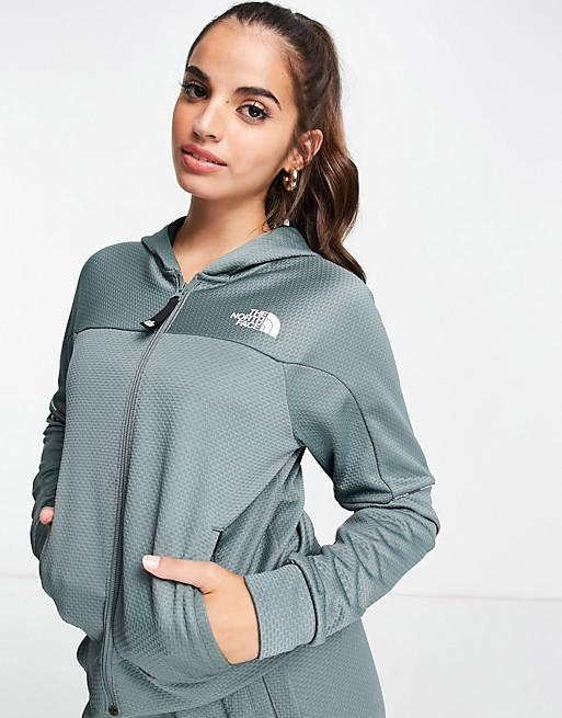 Women The North Face Mountain Athletic full zip hoodie in green 