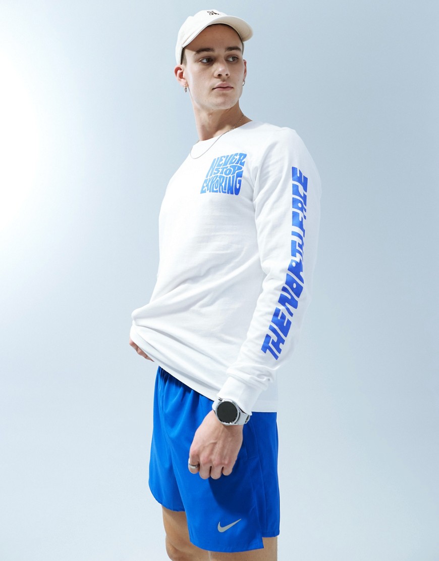 The North Face Mountain graphic long sleeve t-shirt in white