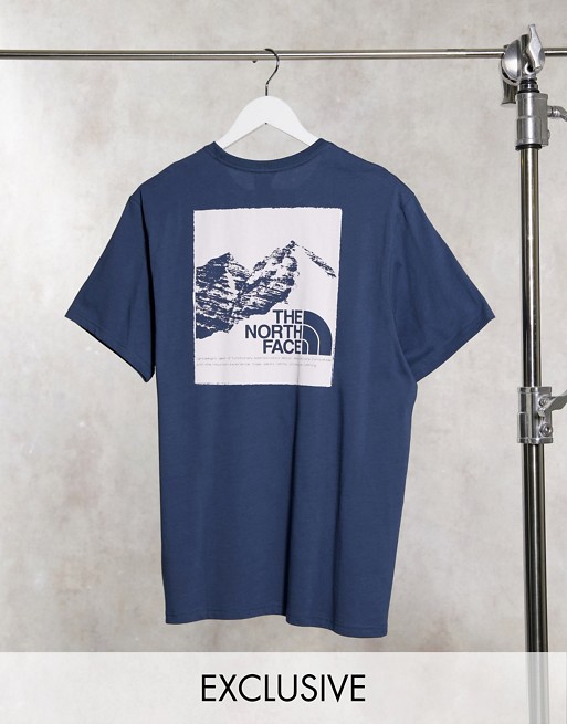 The North Face Mountain graphic t-shirt in blue Exclusive at ASOS