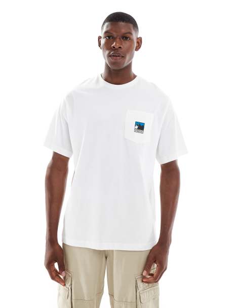The North Face - Mountain - Hvid T-shirt med brystlomme og logo - view 1