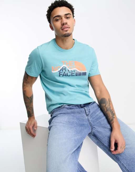 The North Face Mountain Line chest graphic t-shirt in blue | ASOS