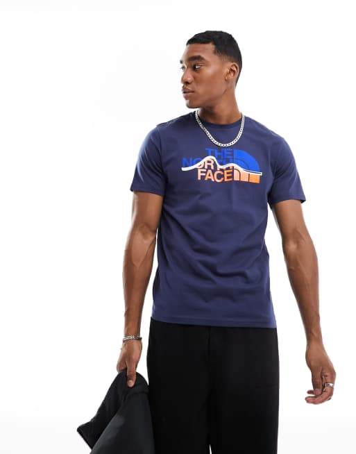 The North Face – Mountain Line – T-Shirt in Marineblau mit Brust-Print