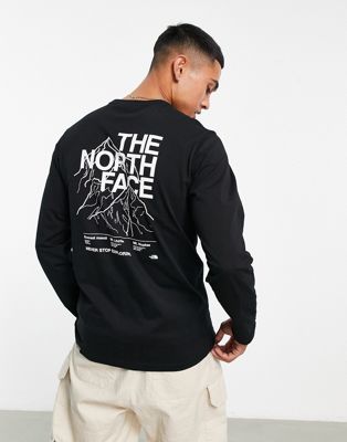The North Face Mountain Outline back print long sleeve t-shirt in black Exclusive at ASOS