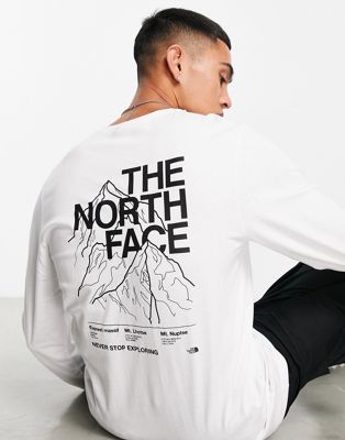 The North Face Mountain Outline back print long sleeve t-shirt in white Exclusive at ASOS - ASOS Price Checker