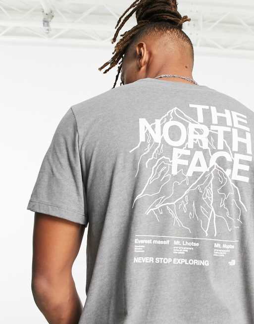 The North Face Vertical Topographic Back Print T-Shirt In Grey Exclusive At  ASOS for Men