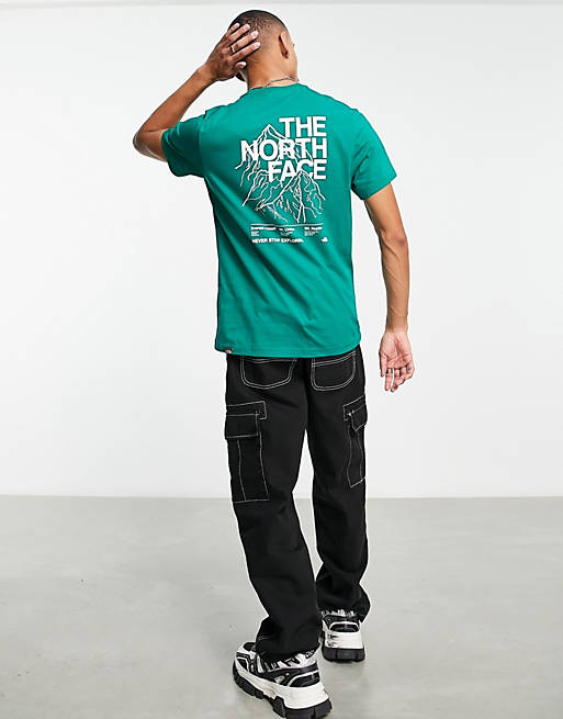 The North Face Mountain Outline back print t-shirt in green Exclusive ...