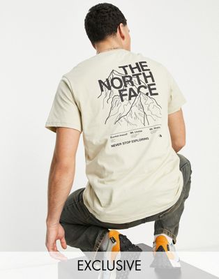 The North Face Mountain Outline back print t-shirt in stone Exclusive at ASOS